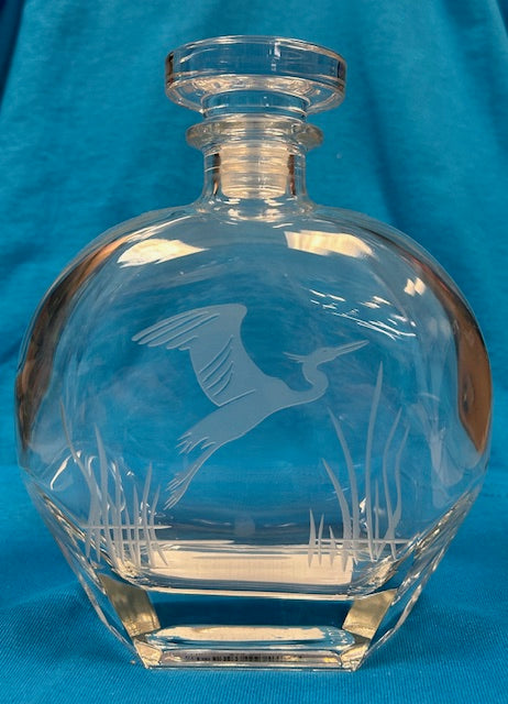 Etched Heron Whiskey Decanter 23oz