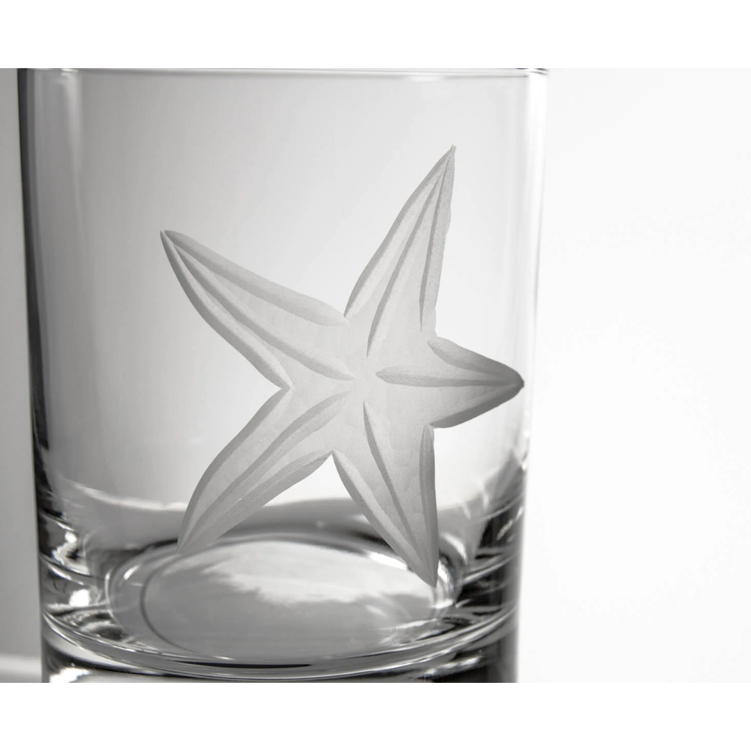 Etched Double Old-Fashioned Glass 14oz - Sea Star