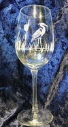 Etched Wine Glass 12oz. HERON