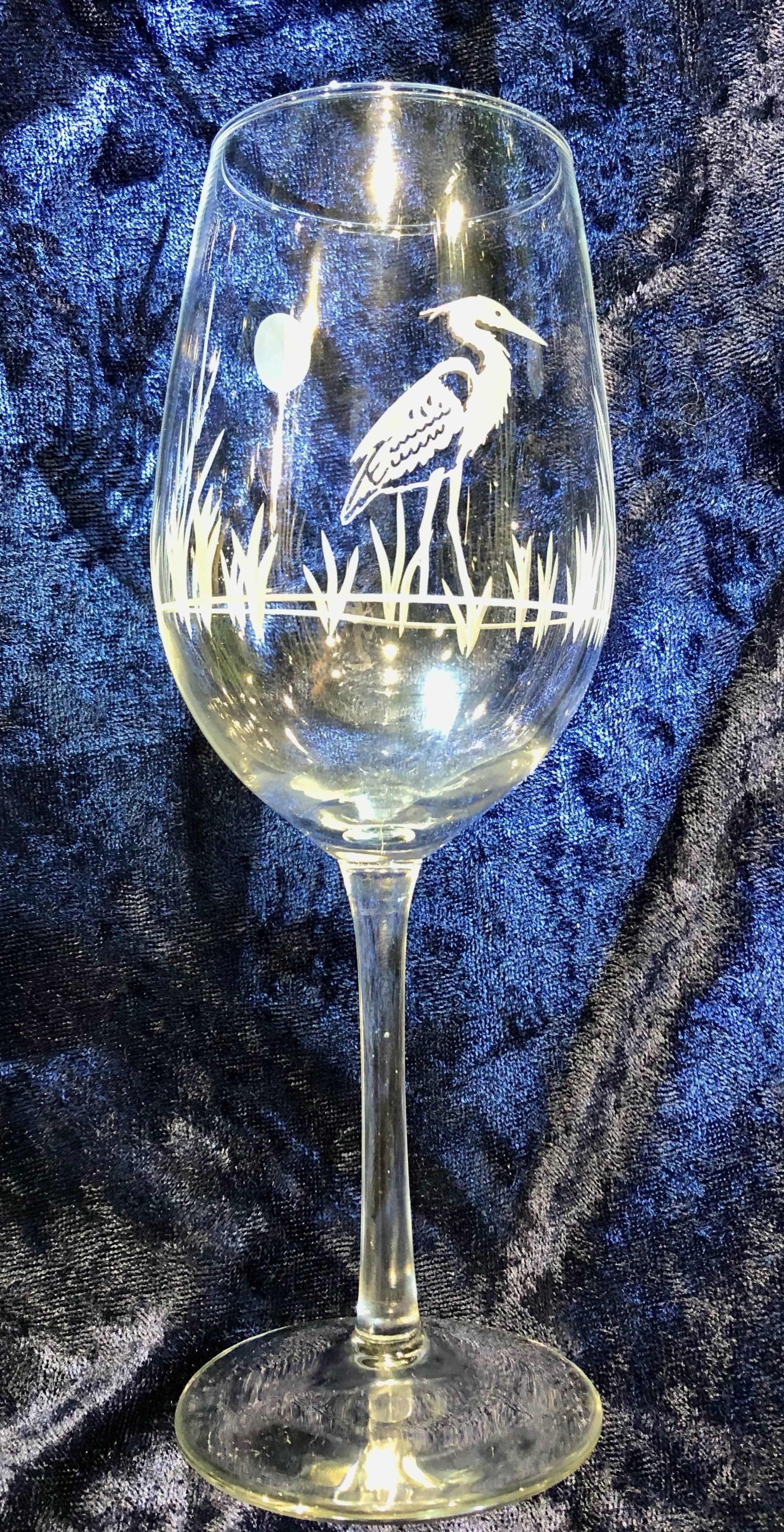 Etched Wine Glass 18oz - Heron  Shop "Ding" Darling