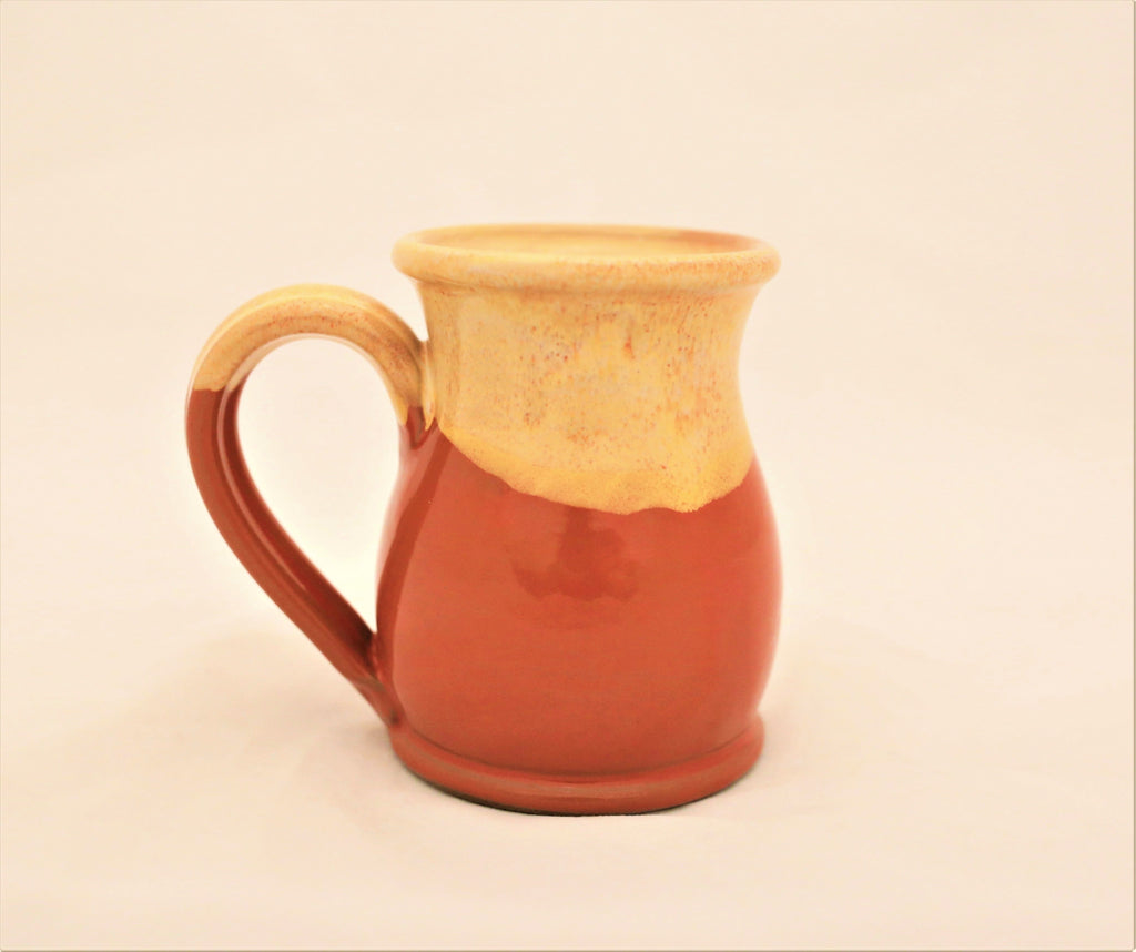 Hand Thrown Pottery Mug Coral with Light Yellow Glaze - Wildlife Society Logo