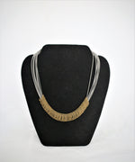 Reclaimed Piano Wire Short Necklace - Gold Beads