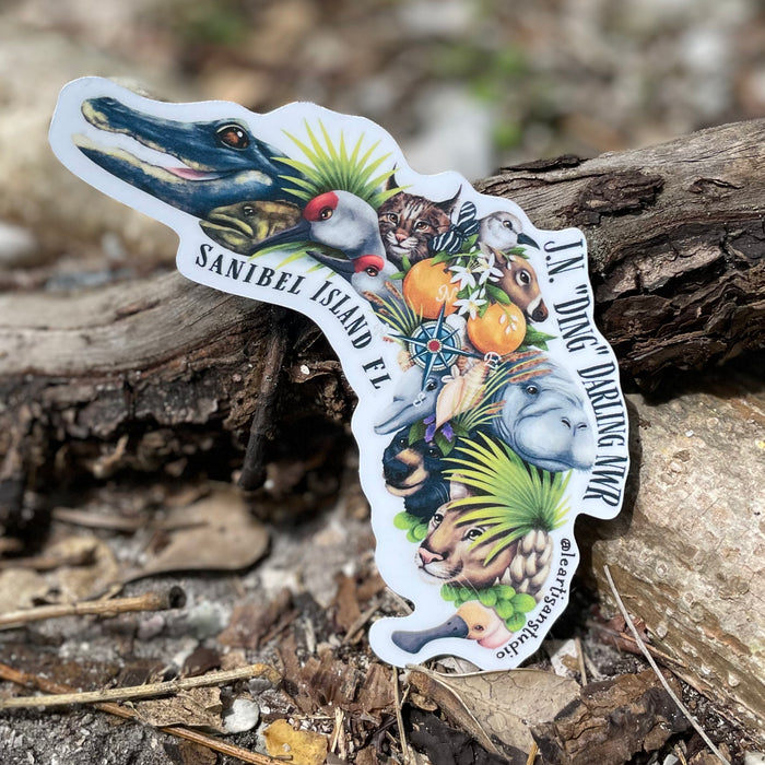 Florida State Animals 4" - "Ding" Darling Whimsical Art Sticker