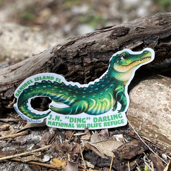Friendly Alligator 3" - "Ding" Darling Whimsical Art Sticker