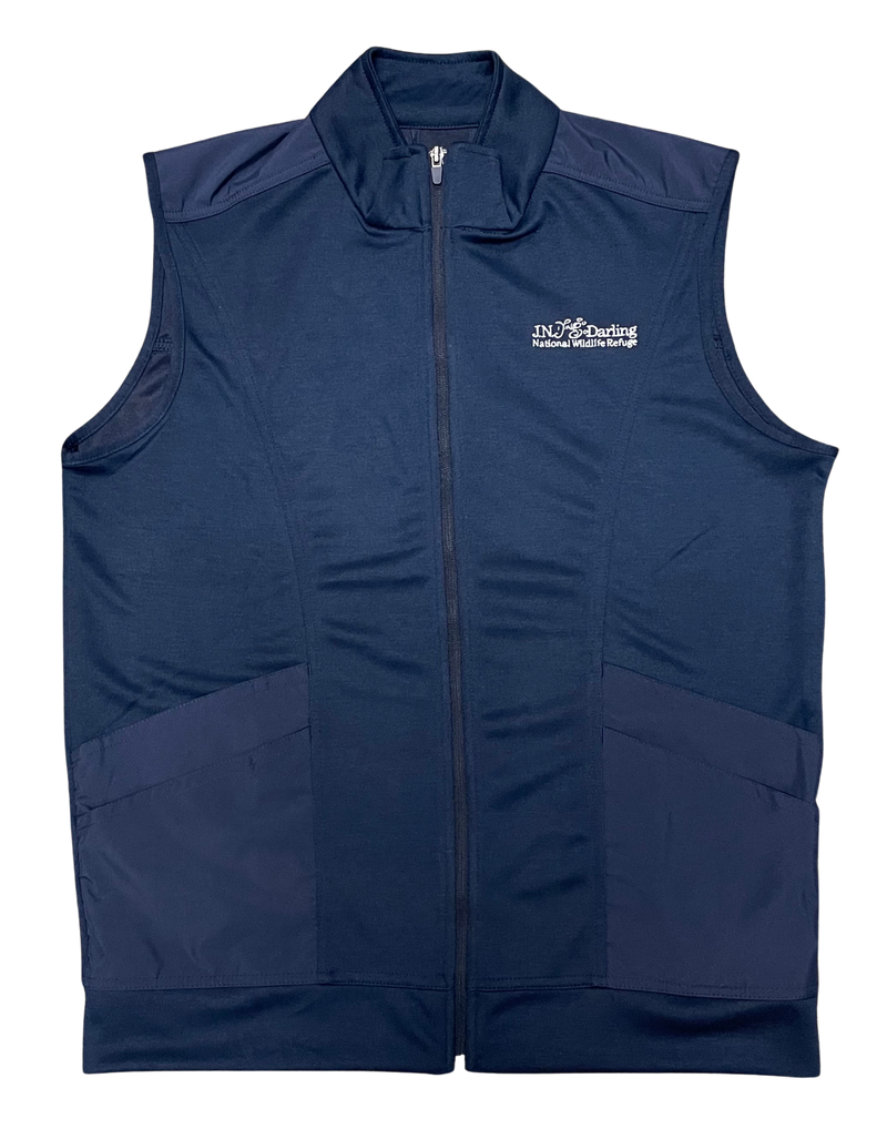 Men's Ashby Luxury Adventure Vest - Navy - White "Ding" Embroidery