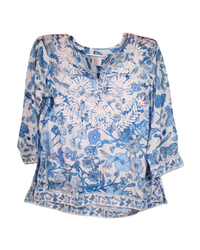 GS - Silk embroidered tunic Birds & Bees Blue