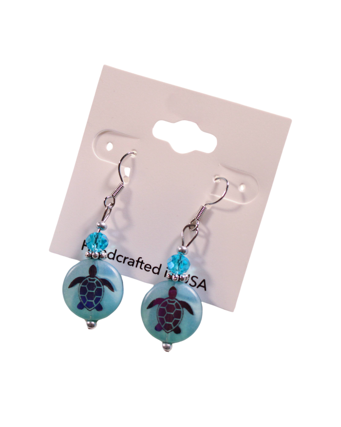 Sea Life Earrings - Round Turtle