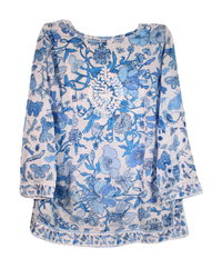 GS - Silk embroidered tunic Birds & Bees Blue