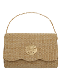 Straw Clutch Purse - small scallop Sand Dollar