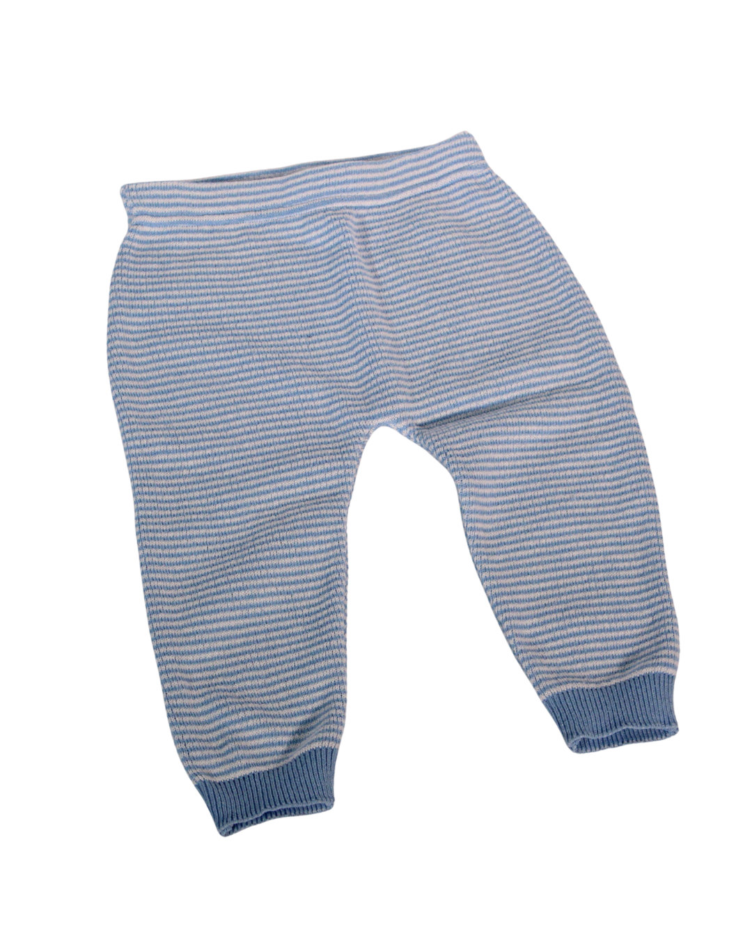Knit Baby Pull 0n Pants Blue and White Stripe