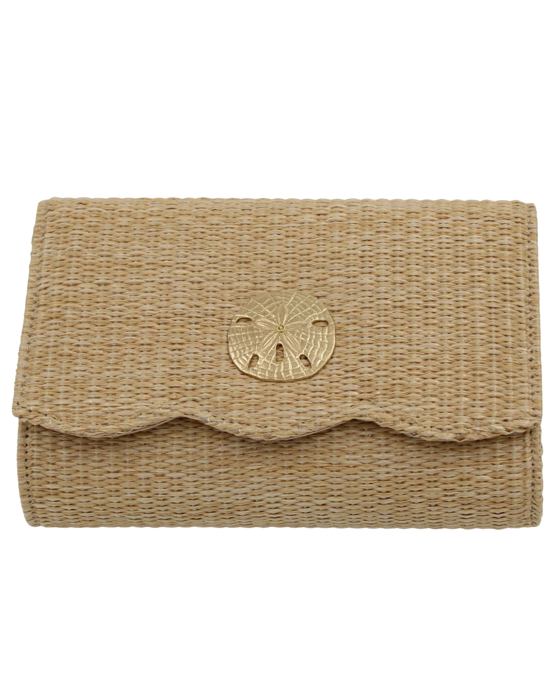 Straw Clutch Purse - small scallop Sand Dollar