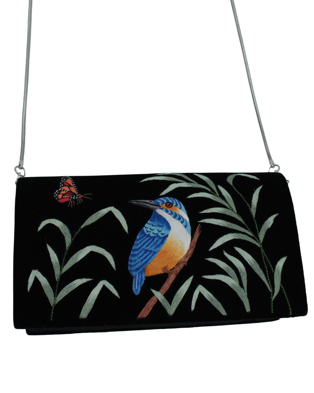 MZ Handbag Black Velvet Kingfisher