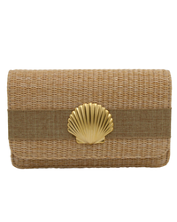Straw Clutch Purse - small Scallop