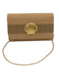 Straw Clutch Purse - small Scallop