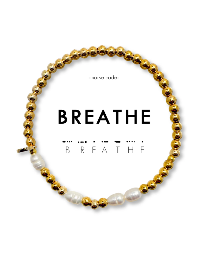 Morse Code Pearl Bracelet Breathe