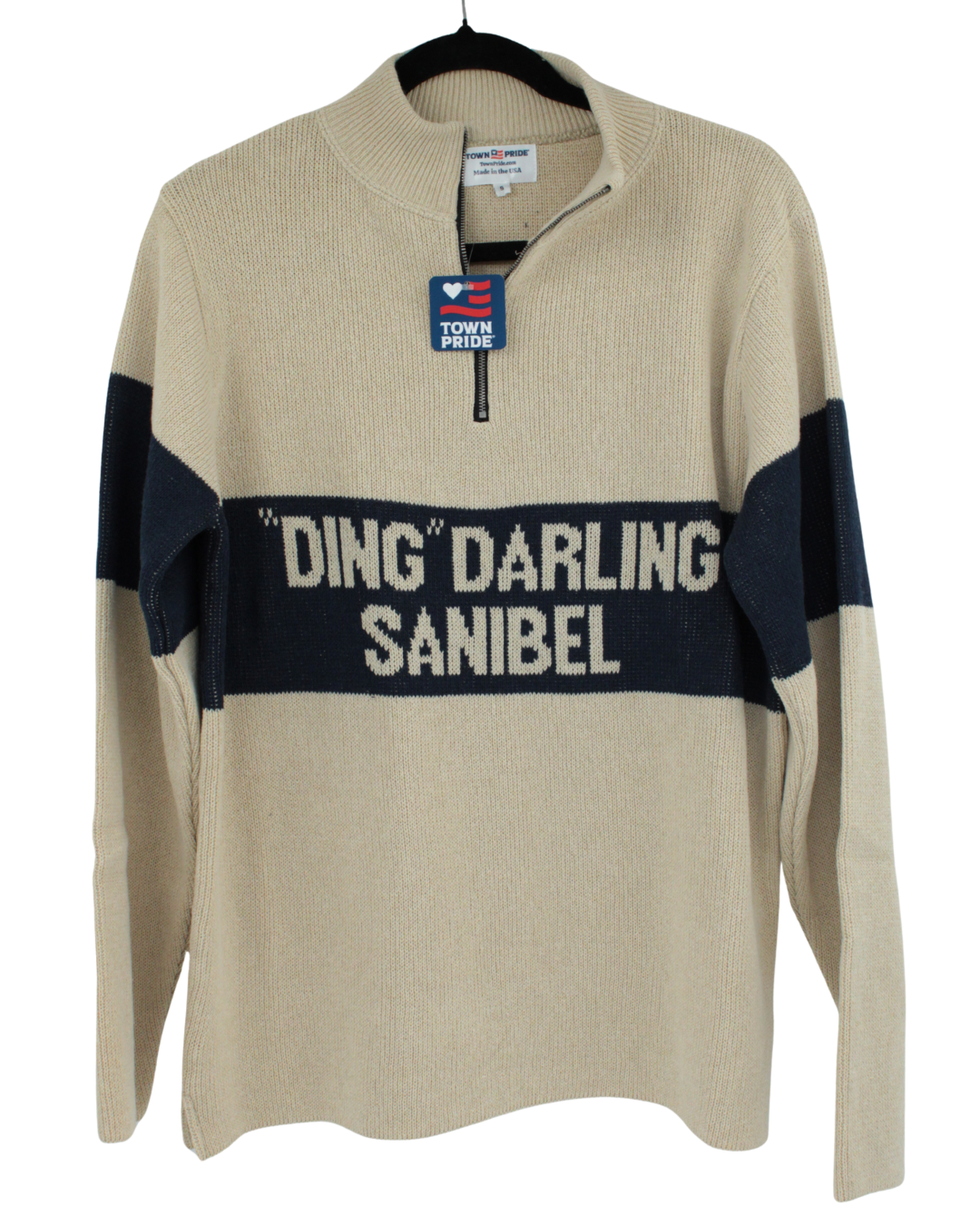1/4 Zip Sweater "Ding" Camel/Navy