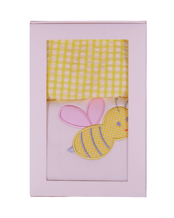3Ms Bib & Burp Set Pink Bumble Bee