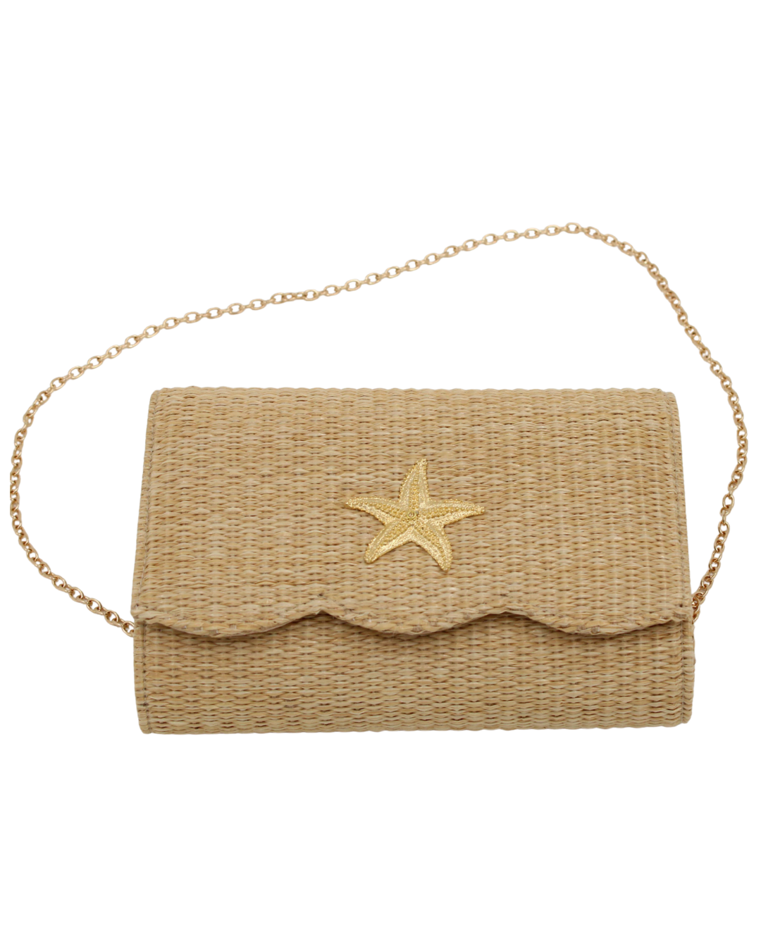Straw Clutch Purse - small scallop Starfish