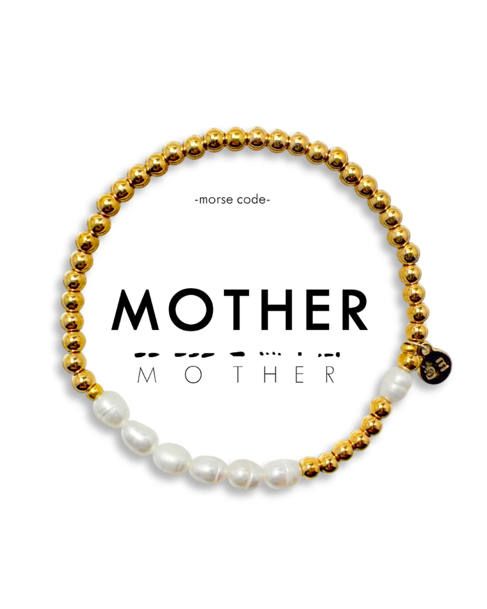 Morse Code Pearl Bracelet Mother