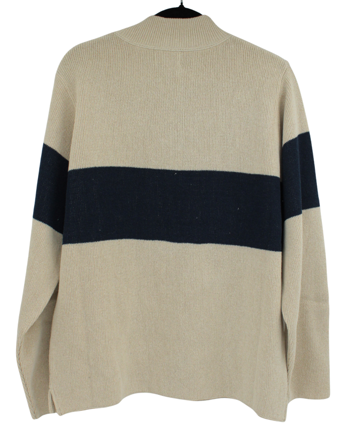 1/4 Zip Sweater "Ding" Camel/Navy