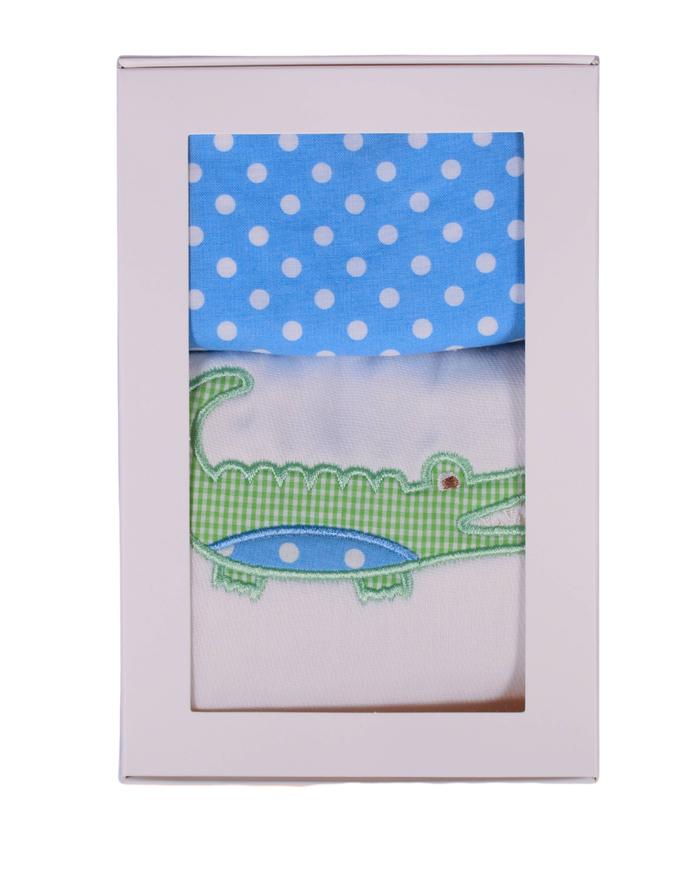 3Ms Bib & Burp Set Blue Alligator