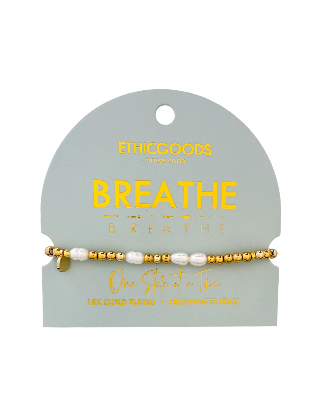 Morse Code Pearl Bracelet Breathe