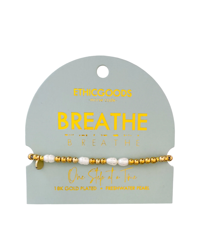 Morse Code Pearl Bracelet Breathe