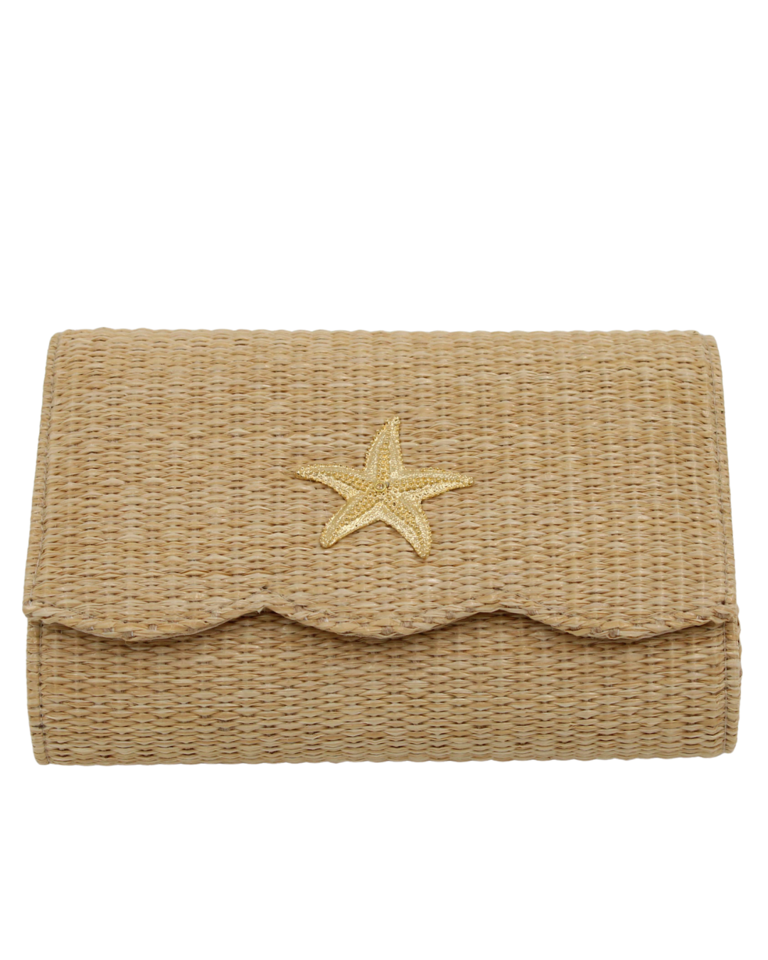 Straw Clutch Purse - small scallop Starfish
