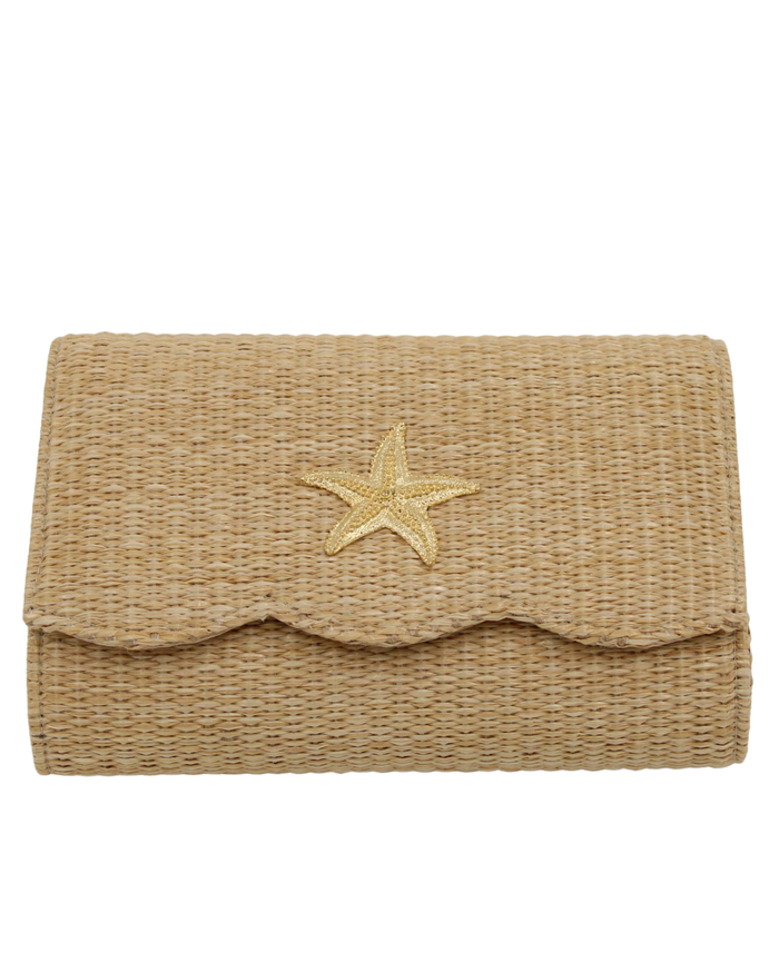 Straw Clutch Purse - small scallop Starfish