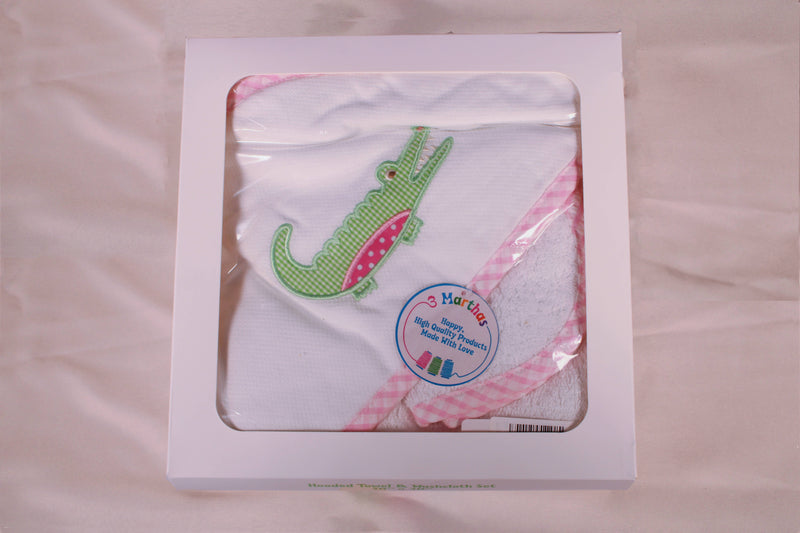 3Ms Towel & WC Set Pink Alligator