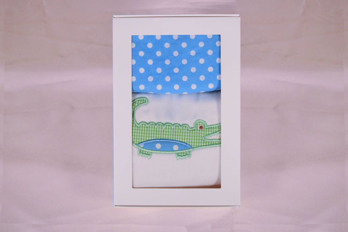 3Ms Bib & Burp Set Blue Alligator