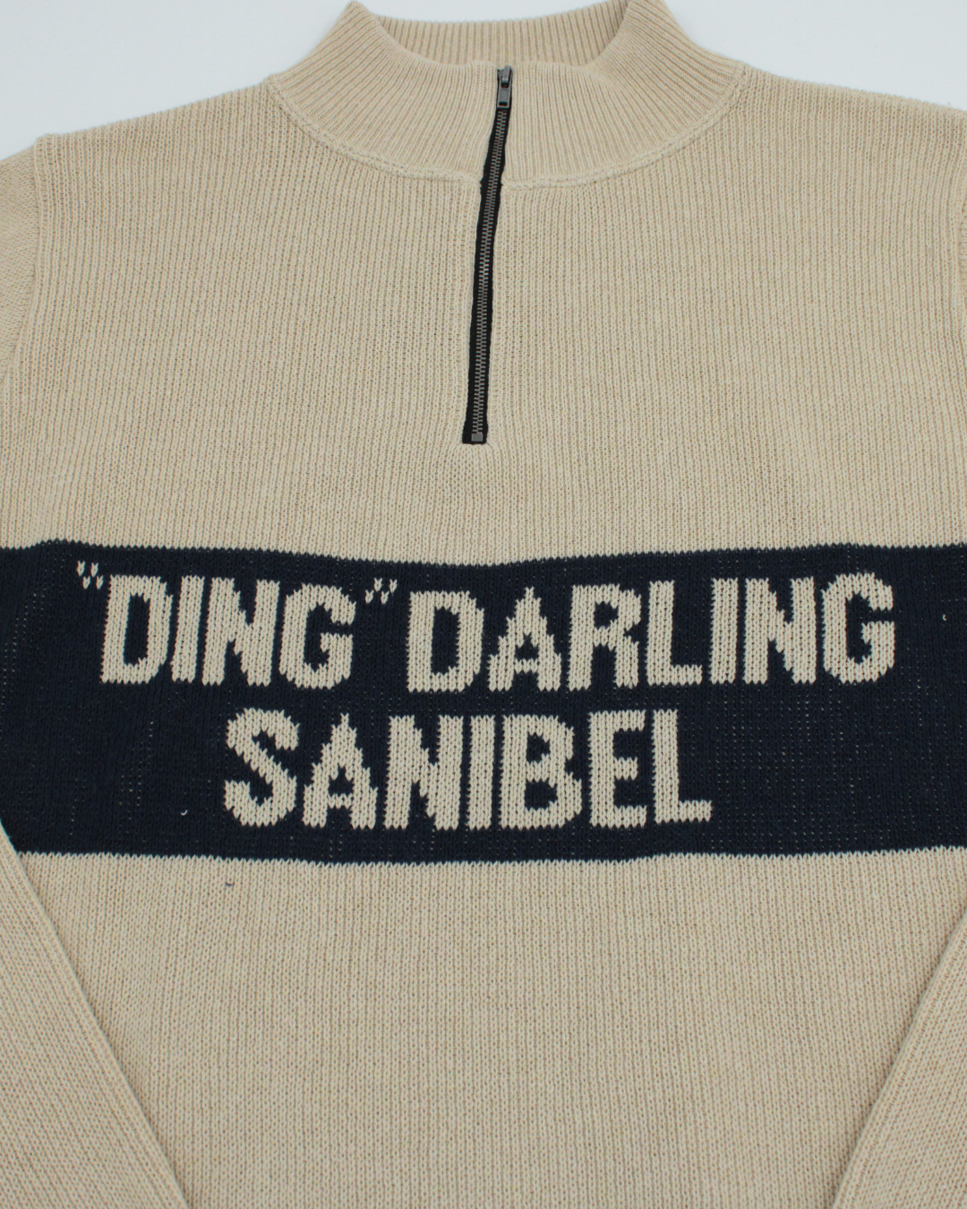 1/4 Zip Sweater "Ding" Camel/Navy