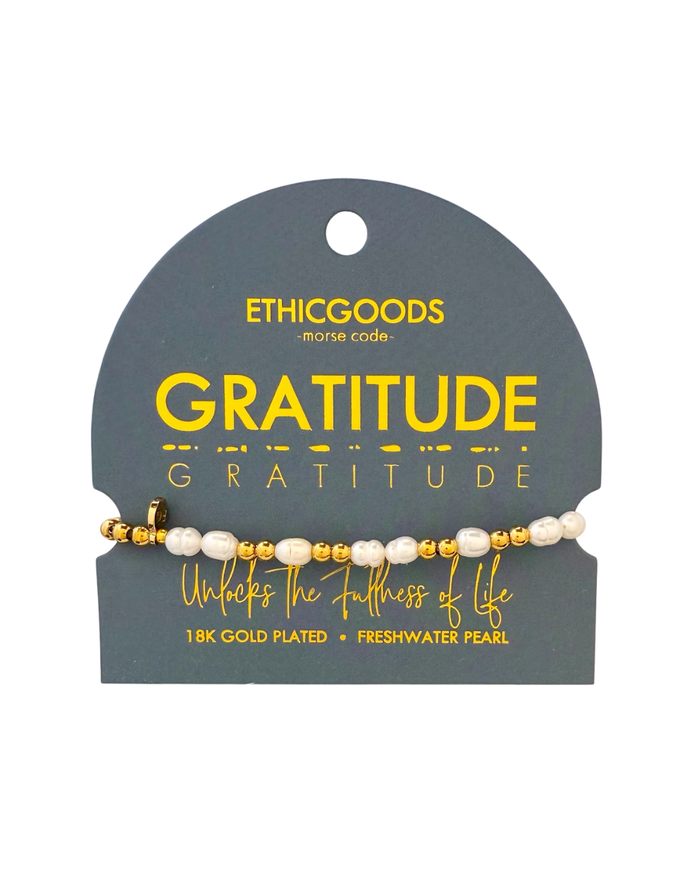 Morse Code Pearl Bracelet Gratitude