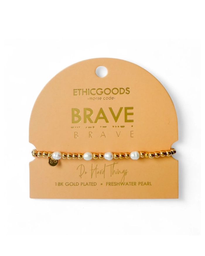 Morse Code Pearl Bracelet Brave