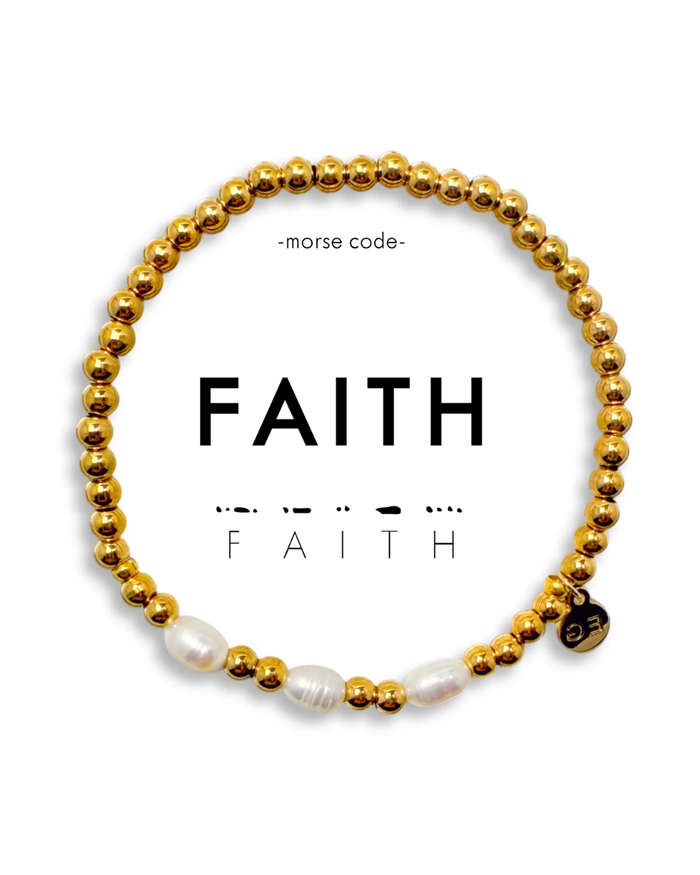 Morse Code Pearl Bracelet Faith