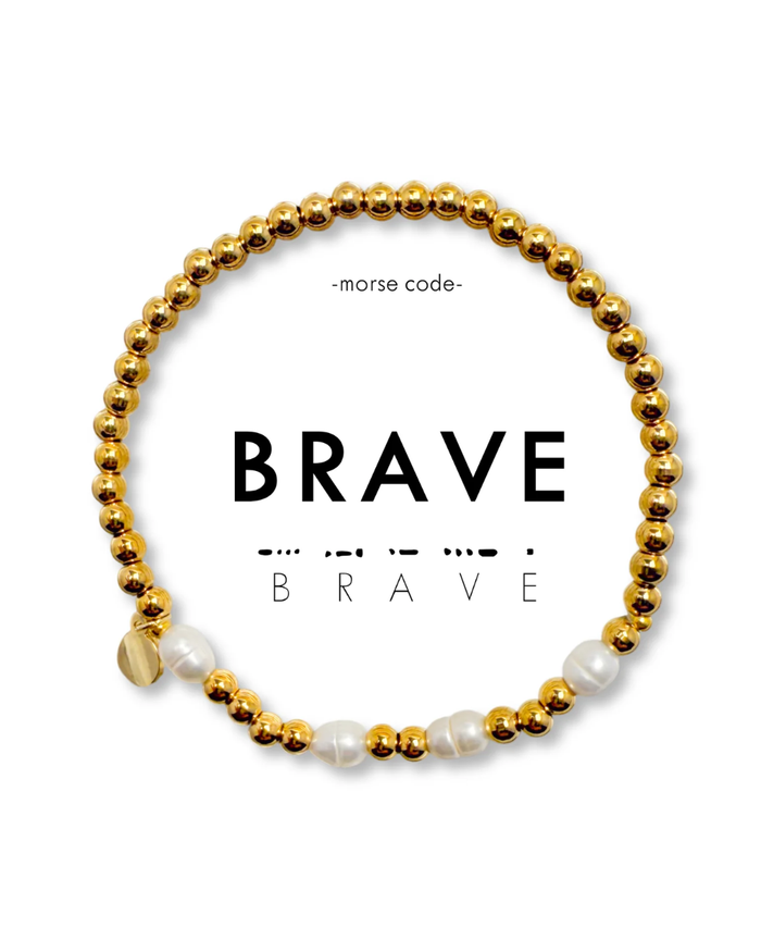 Morse Code Pearl Bracelet Brave
