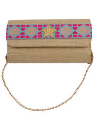 Straw Clutch Purse - large Starfish