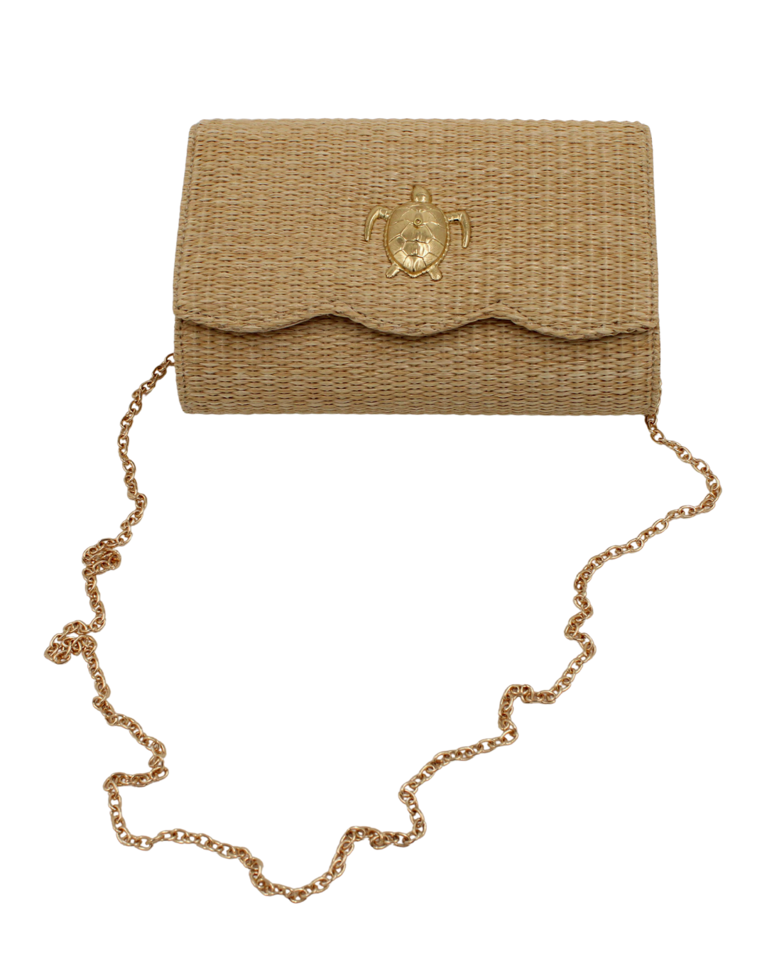 Straw Clutch Purse - small scallop Turtle