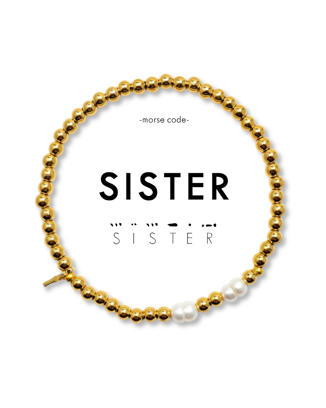 Morse Code Pearl Bracelet Sister