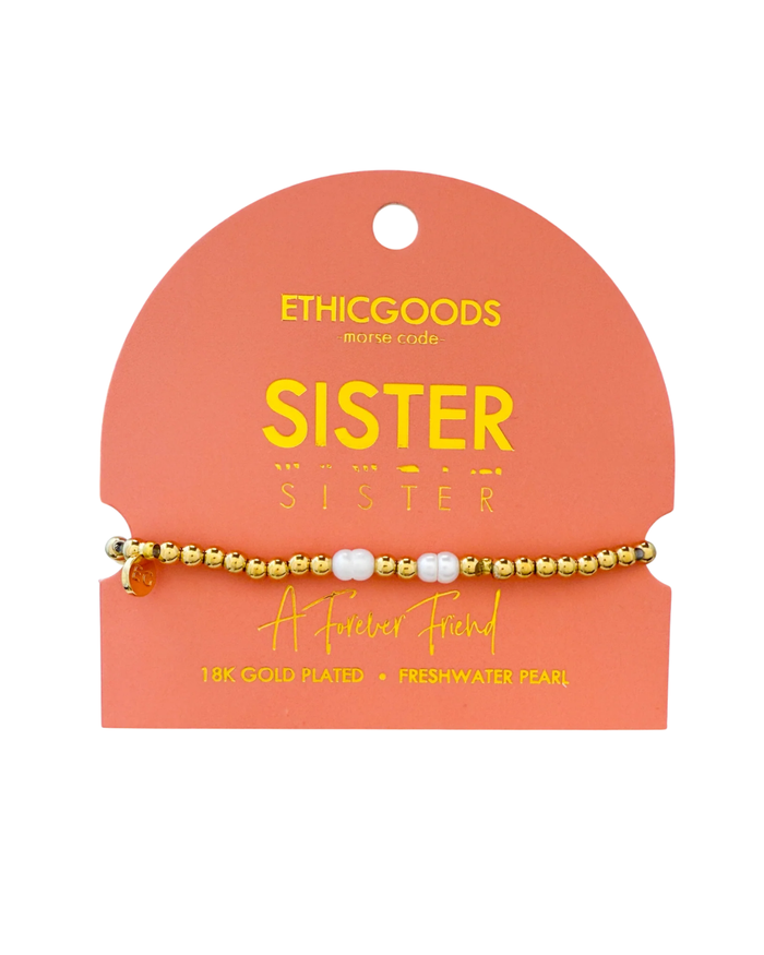 Morse Code Pearl Bracelet Sister