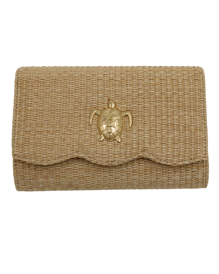Straw Clutch Purse - small scallop Turtle