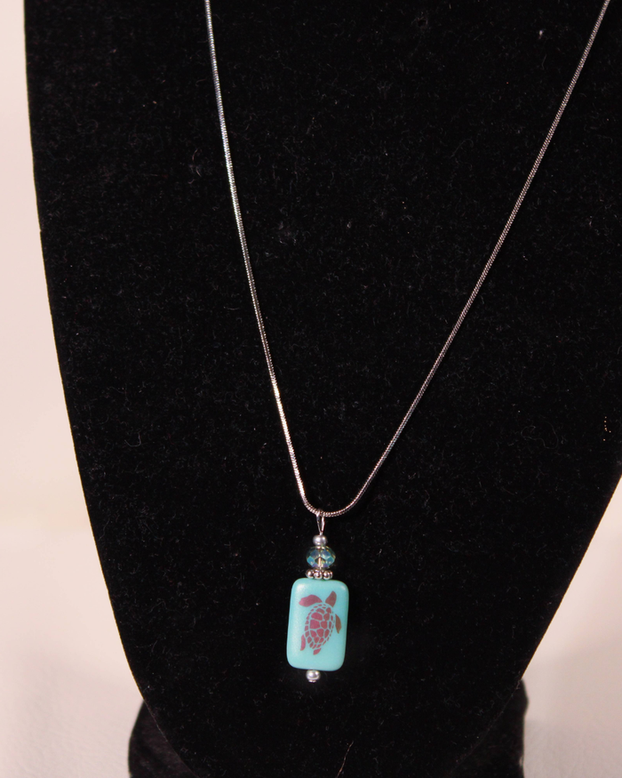 Sea Life Necklace -Rect Turtle