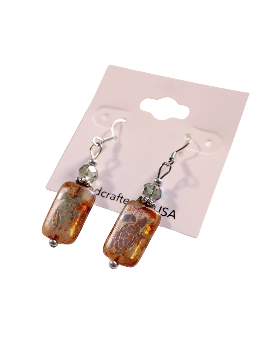 Sea Life Earrings - Rect Turtle