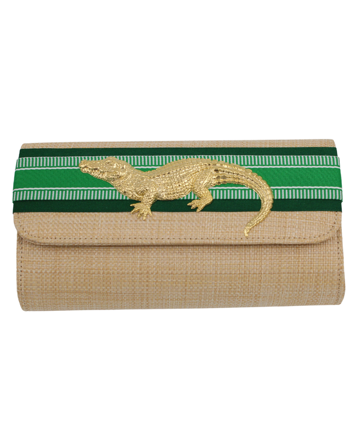 Straw Clutch Purse - large Gator