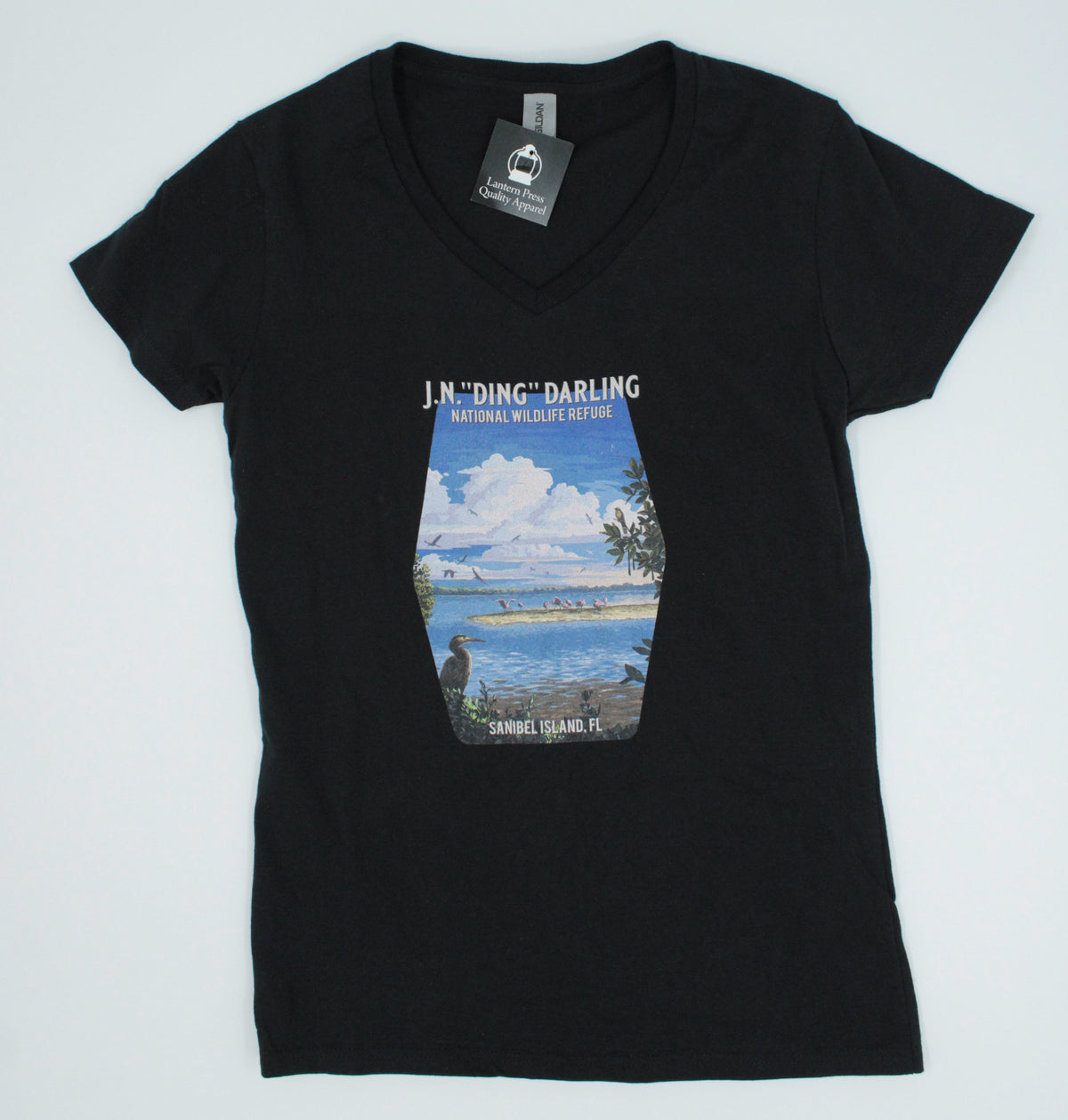 "Ding" Darling Wild Spaces Collection - Ladies V-Neck T-Shirt - Black