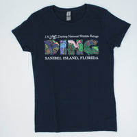 "Ding" Letter Ladies T-Shirt - Navy