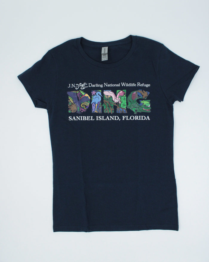 "Ding" Letter Ladies T-Shirt - Navy