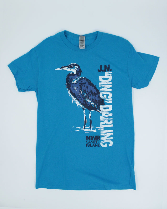 "Ding" Great Blue Heron T-Shirt - Sapphire Blue