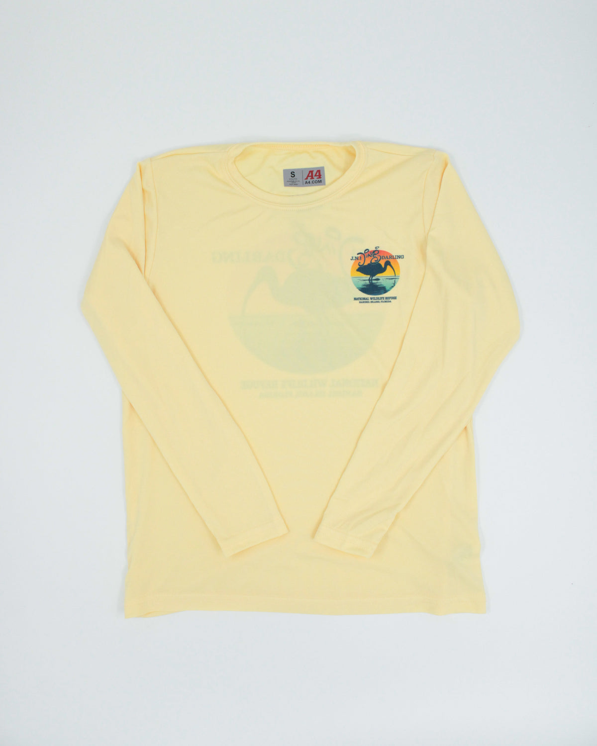 Sunset Ibis - Performance Crew Neck Shirt - Yellow - 50 UPF