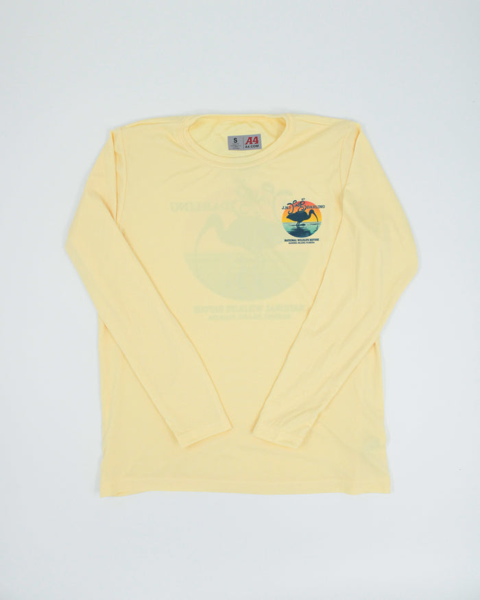 Sunset Ibis - Youth Performance Crew Neck Shirt - YELLOW - 50 UPF